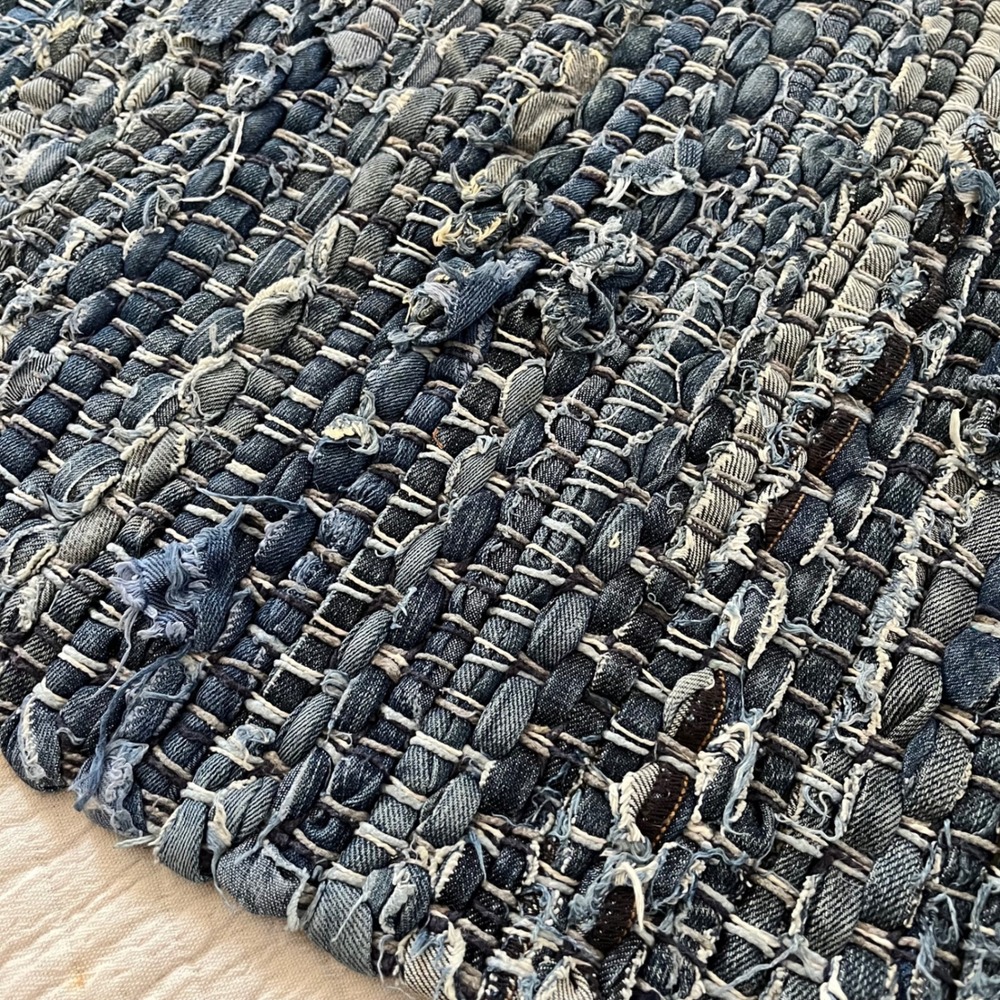 Recycled Denim Rag Rug 20x32 - Picture 3 of 5
